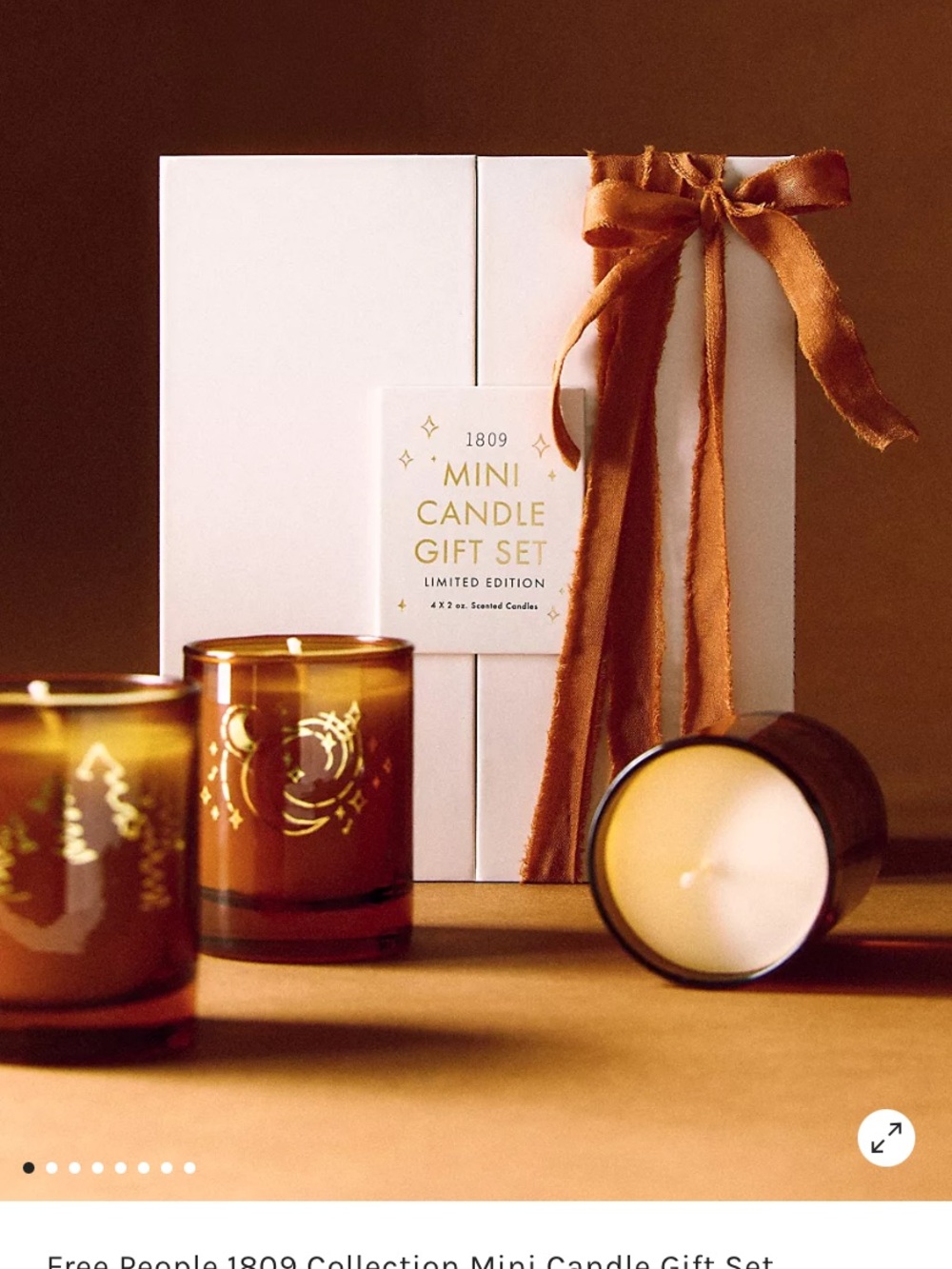 Free People Mini Candle Gift Set - Amber Glass with Gold Motif